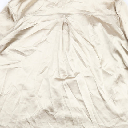 PRETTYLITTLETHING Womens Gold Polyester Basic Button-Up Size S Collared