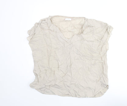 Per Una Womens Beige Cupro Basic Blouse Size 20 V-Neck