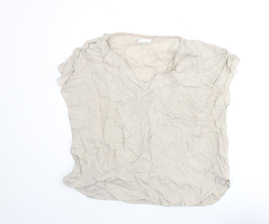 Per Una Womens Beige Cupro Basic Blouse Size 20 V-Neck
