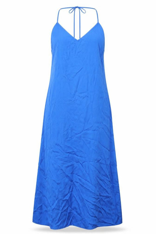 Stradivarius Womens Blue Polyester Slip Dress Size L V-Neck Pullover