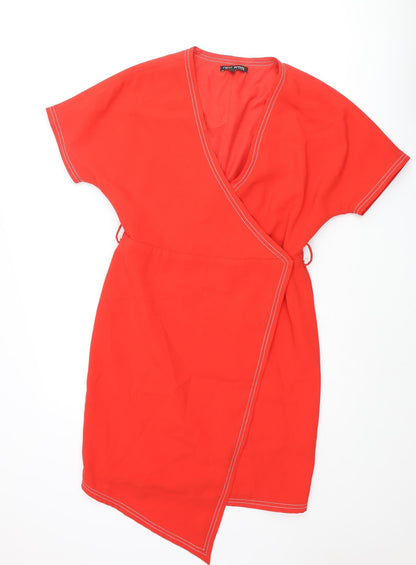 Next Womens Red Polyester Shift Size 10 V-Neck Zip