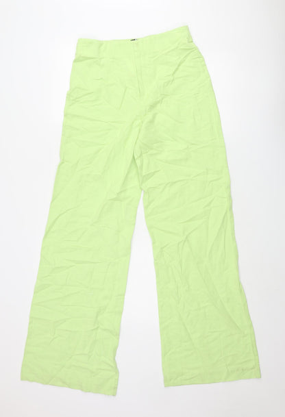 Zara Womens Green Polyester Trousers Size M L34 in Regular Zip