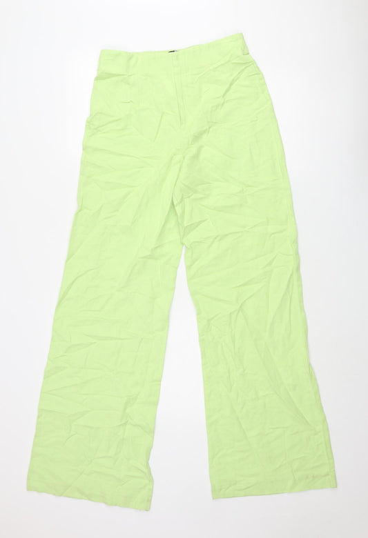 Zara Womens Green Polyester Trousers Size M L34 in Regular Zip