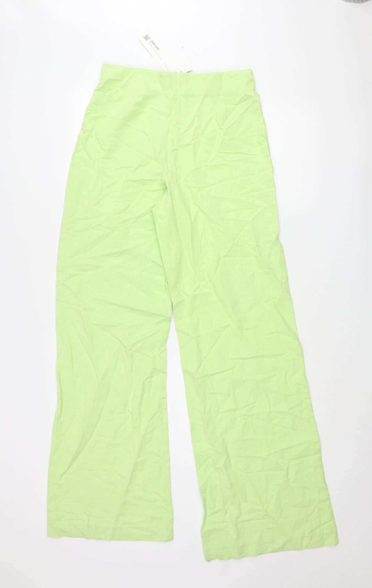 Zara Womens Green Polyester Trousers Size M L34 in Regular Zip