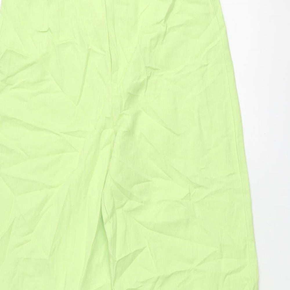 Zara Womens Green Polyester Trousers Size M L34 in Regular Zip
