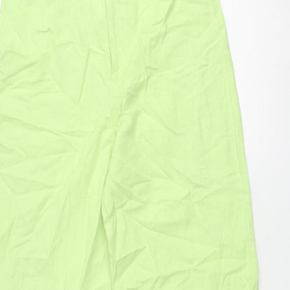 Zara Womens Green Polyester Trousers Size M L34 in Regular Zip