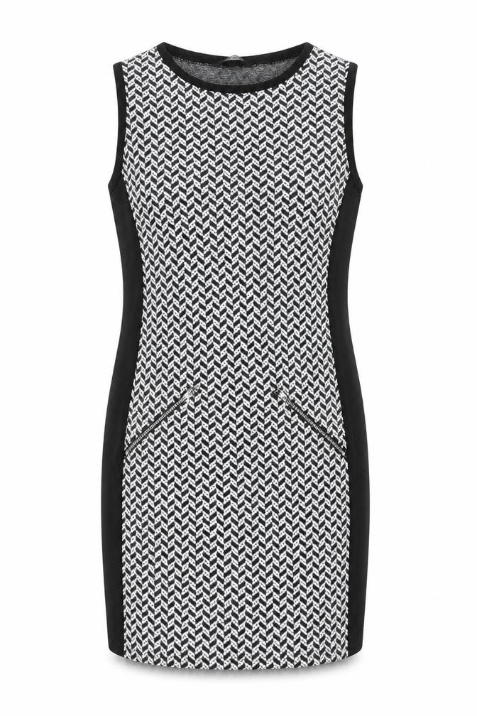 Select Womens Black Geometric Polyester Bodycon Size 10 Round Neck Pullover - Zip