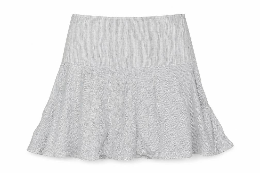 Marks & Spencer Womens Blue Striped Linen A-Line Skirt Size 12 Zip