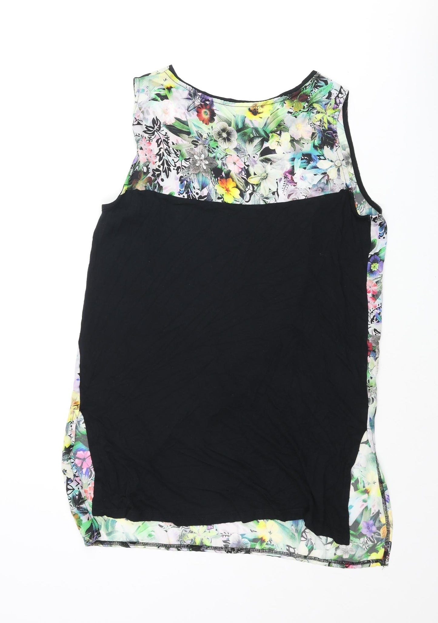 Warehouse Womens Multicoloured Viscose Camisole Blouse Size 12 Round Neck - Floral Front Print
