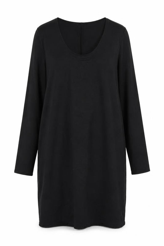 VILA Womens Black Polyester Shift Size L Scoop Neck Pullover - Belted
