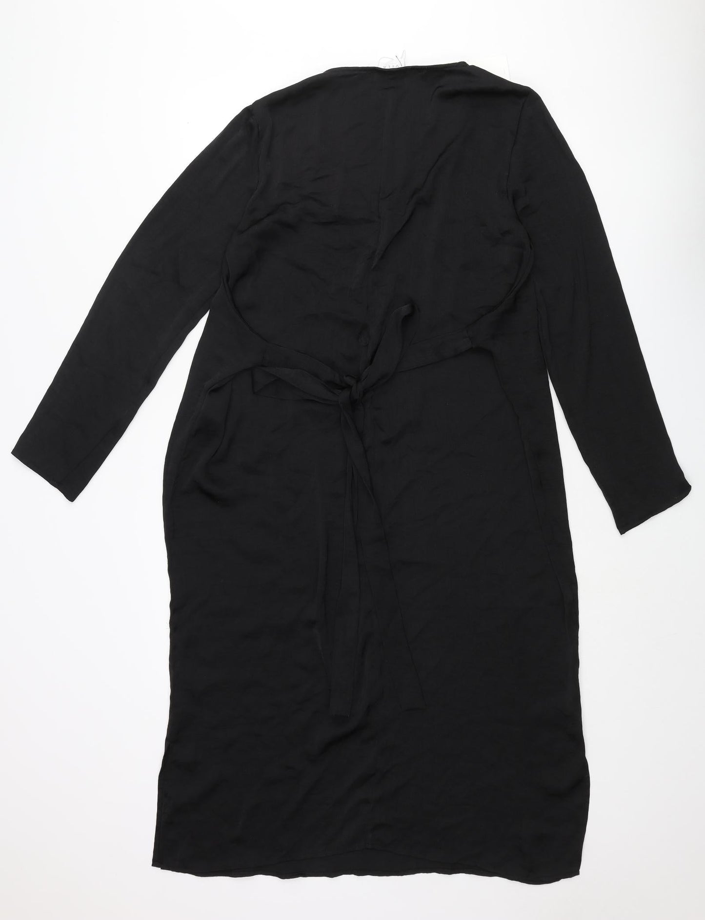 VILA Womens Black Polyester Shift Size L Scoop Neck Pullover - Belted