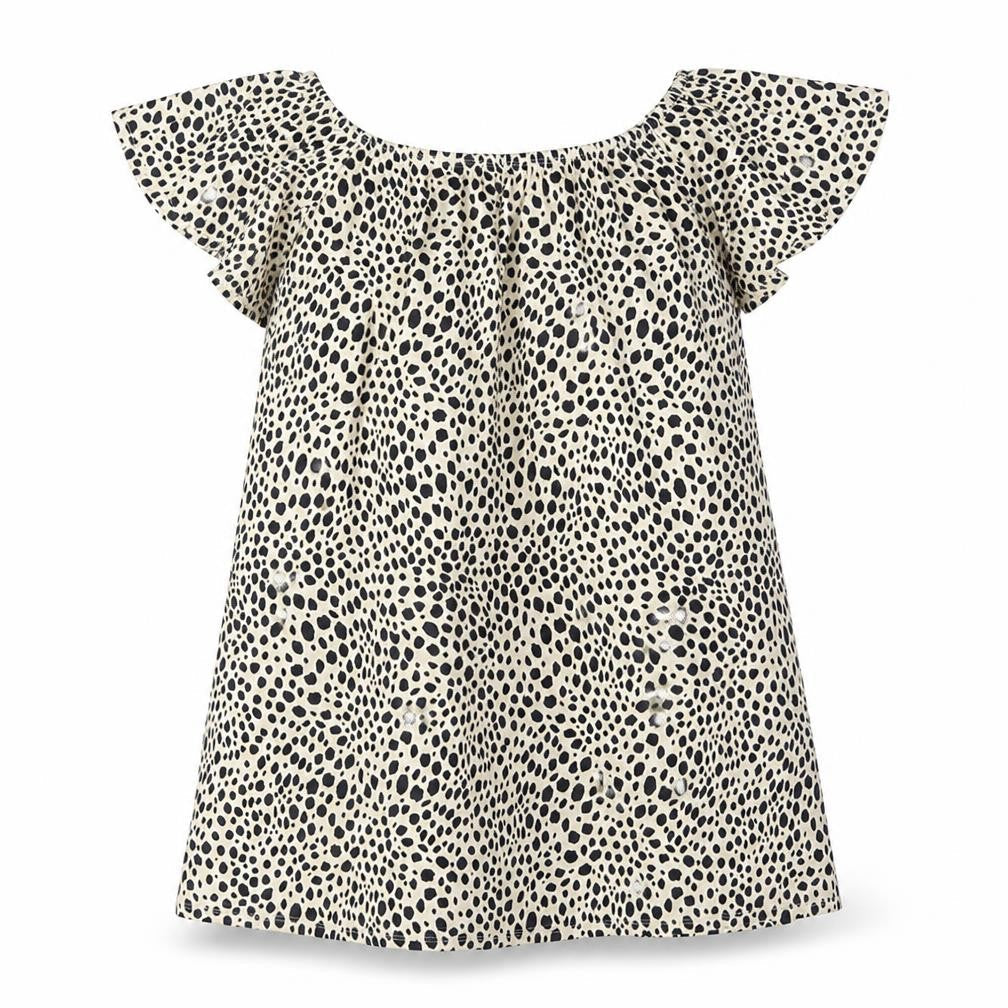 ASOS Womens Yellow Animal Print Polyester A-Line Size 14 Boat Neck Pullover - Smocked Cheetah Print
