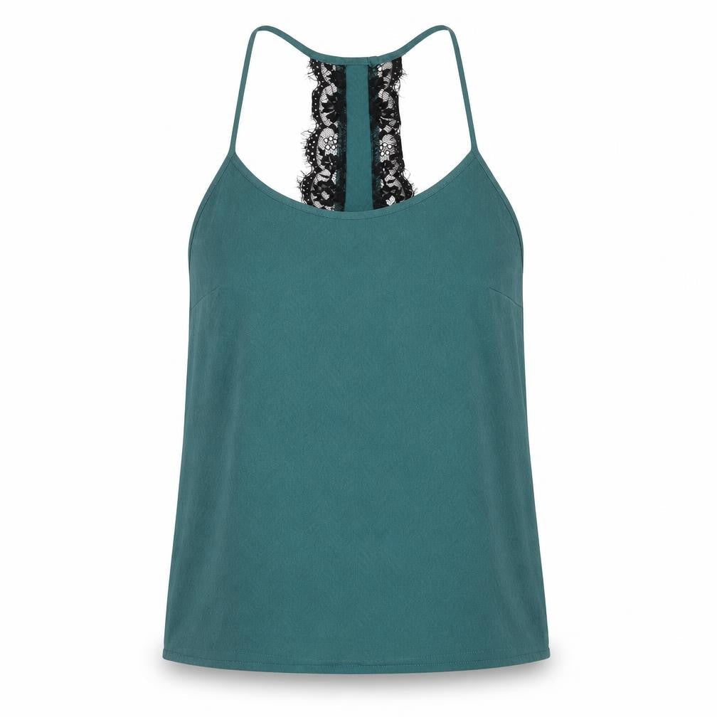 Jack Wills Womens Green Polyester Camisole Blouse Size 12 Scoop Neck - Lace Detail