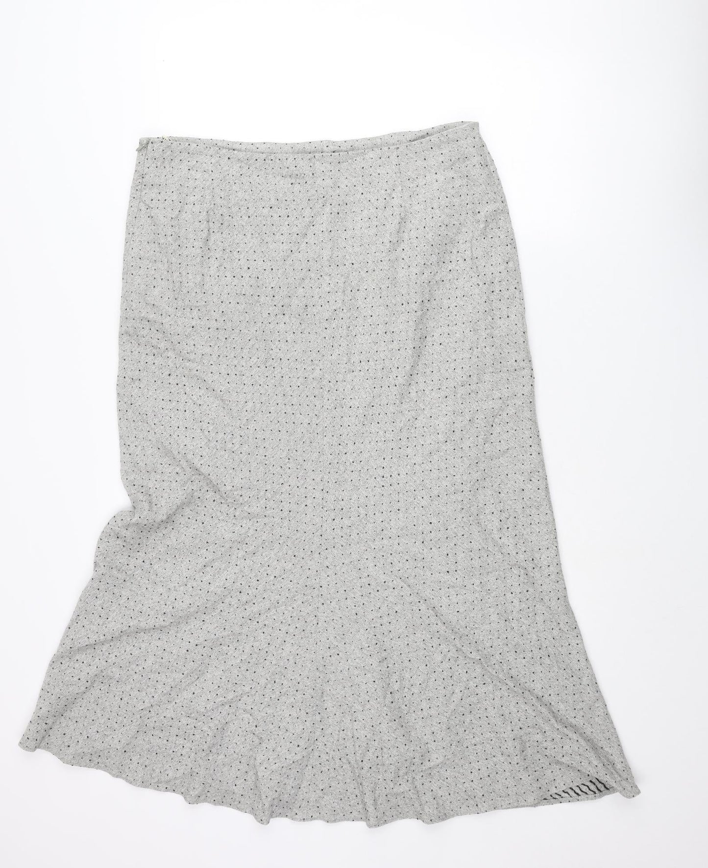 Kaliko Womens Grey Polka Dot Viscose Maxi Skirt Size 18 Zip