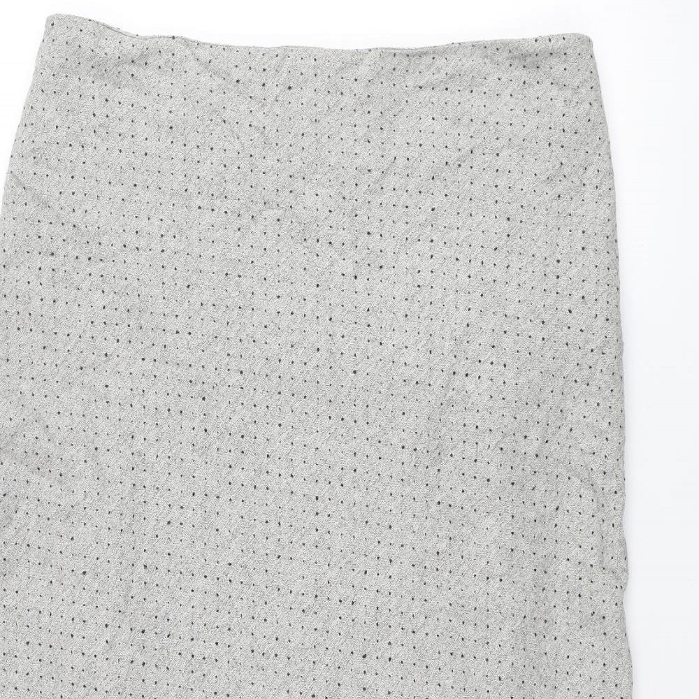 Kaliko Womens Grey Polka Dot Viscose Maxi Skirt Size 18 Zip