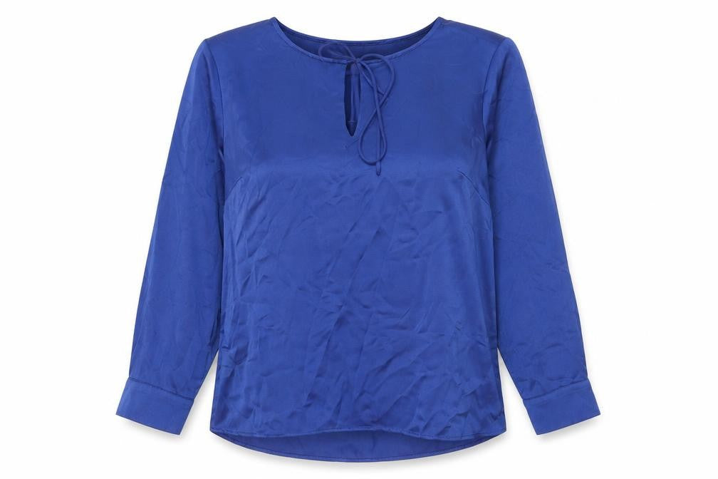H&M Womens Blue Polyester Basic Blouse Size 10 Round Neck - Keyhole Neck