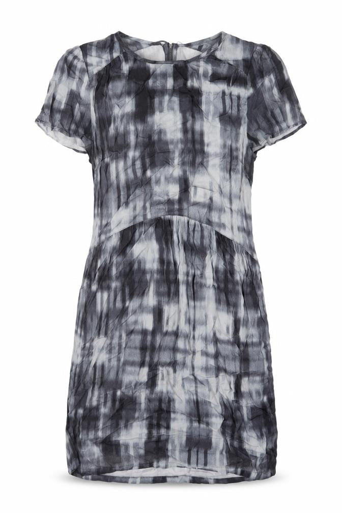 John Lewis Womens Blue Geometric Viscose Shift Size 12 Round Neck Zip