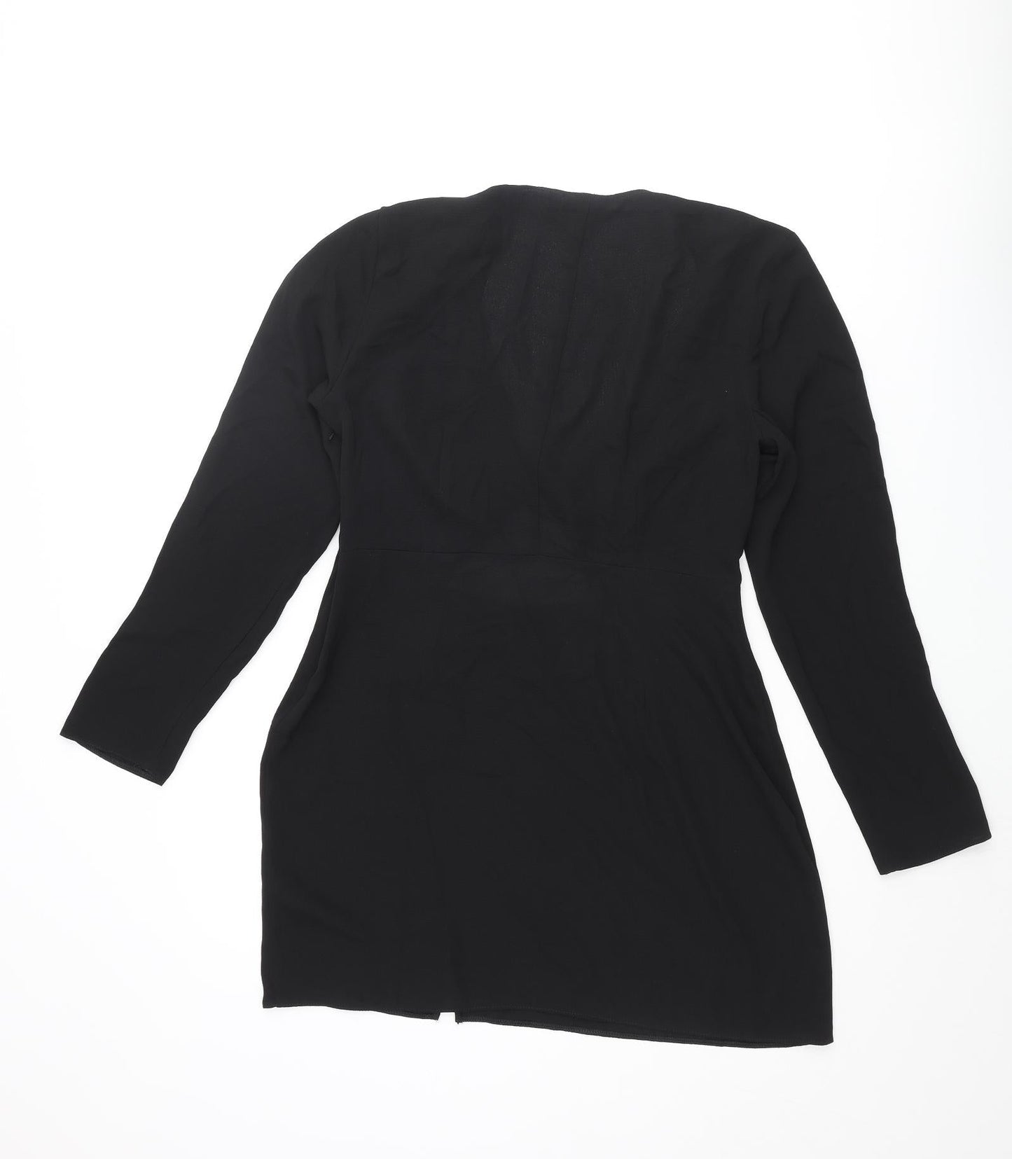 ASOS Womens Black Polyester Mini Size 10 V-Neck Zip - Knot Detail Cut Out