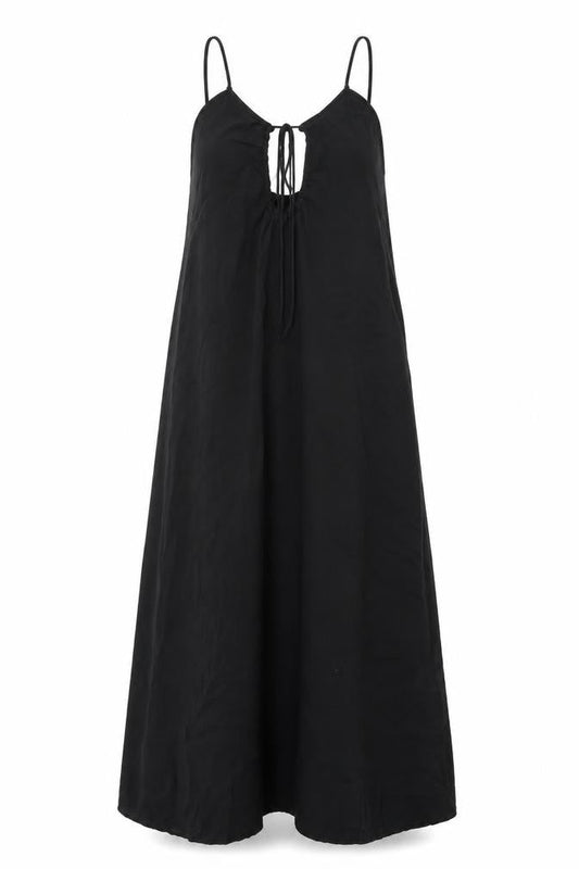 Stradivarius Womens Black Polyester Slip Dress Size XS Sweetheart Tie - Keyhole Drawstring Front
