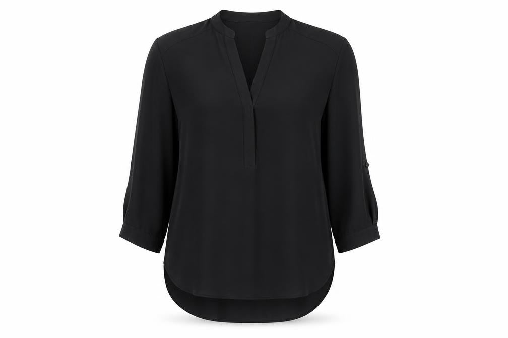 Dorothy Perkins Womens Black Polyester Basic Blouse Size 8 V-Neck