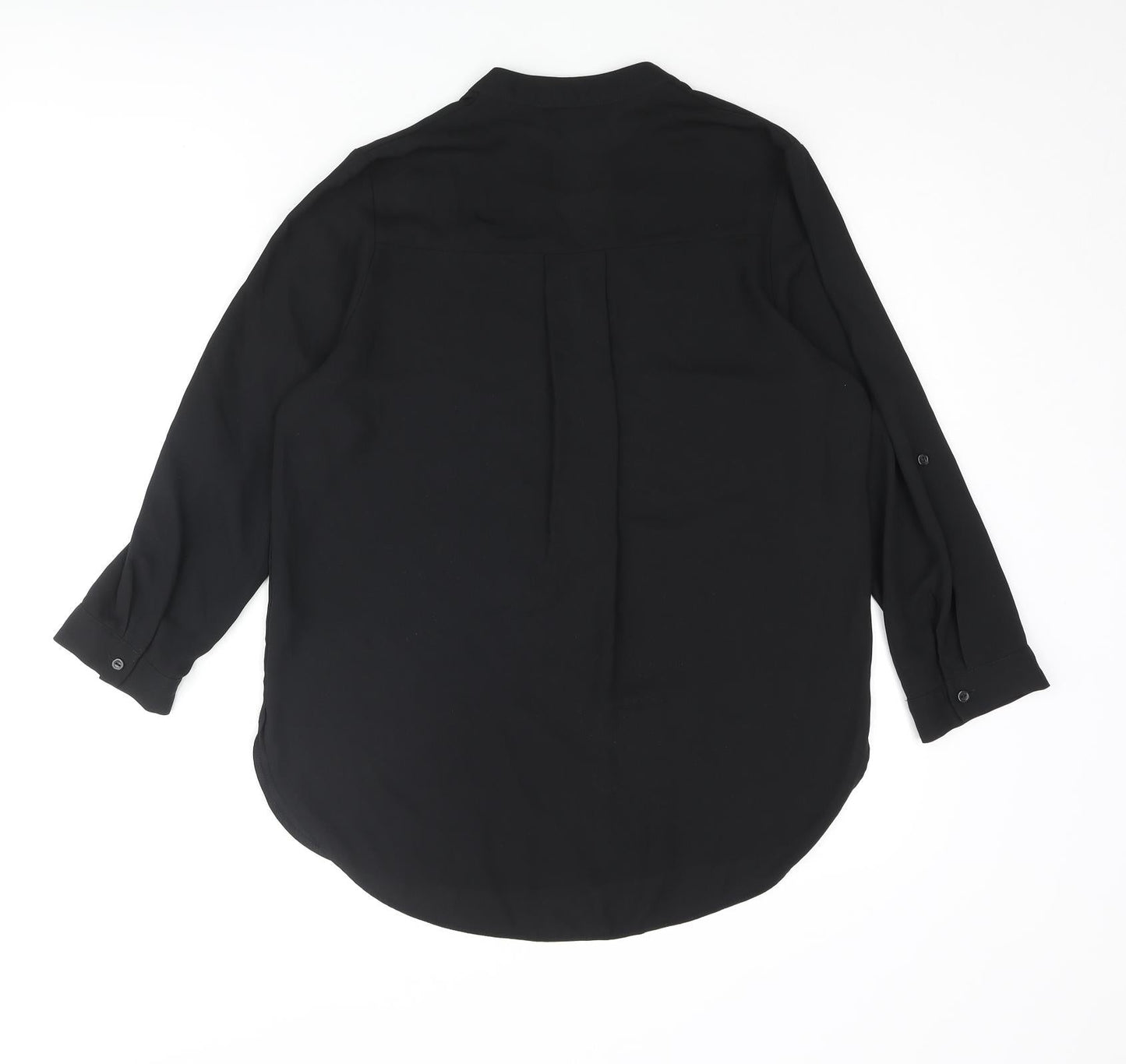 Dorothy Perkins Womens Black Polyester Basic Blouse Size 8 V-Neck