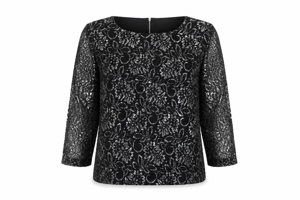 Changes By Together Womens Black Polyester Basic Blouse Size 12 Round Neck