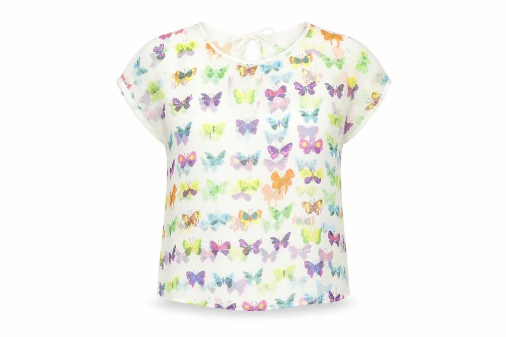 Zara Womens Multicoloured Geometric Polyester Basic Blouse Size M Round Neck - Butterfly Print