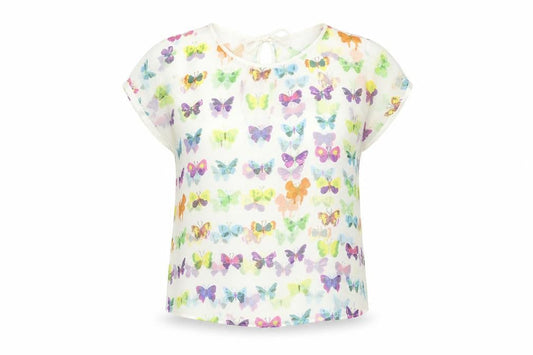 Zara Womens Multicoloured Geometric Polyester Basic Blouse Size M Round Neck - Butterfly Print