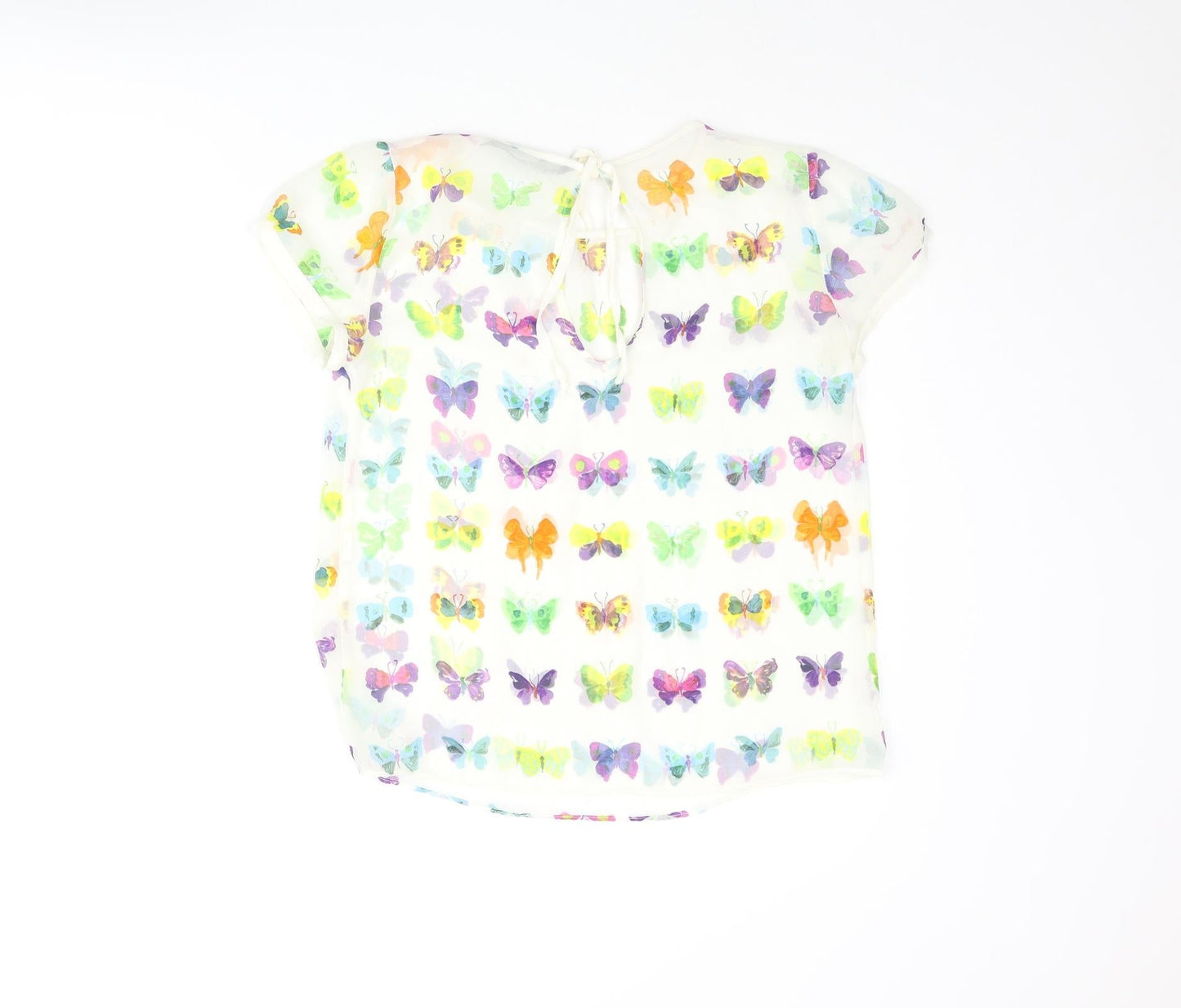 Zara Womens Multicoloured Geometric Polyester Basic Blouse Size M Round Neck - Butterfly Print