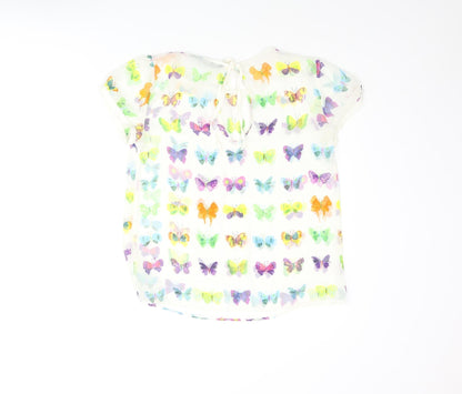 Zara Womens Multicoloured Geometric Polyester Basic Blouse Size M Round Neck - Butterfly Print