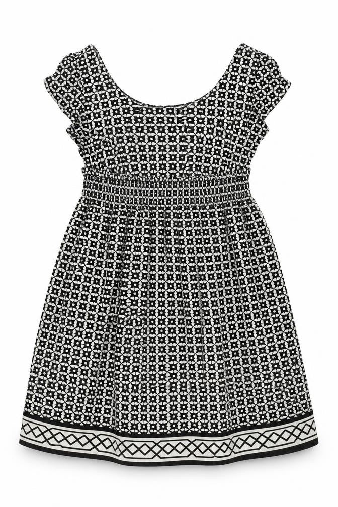 NEXT Womens Black Geometric Polyester A-Line Size 8 Scoop Neck Pullover