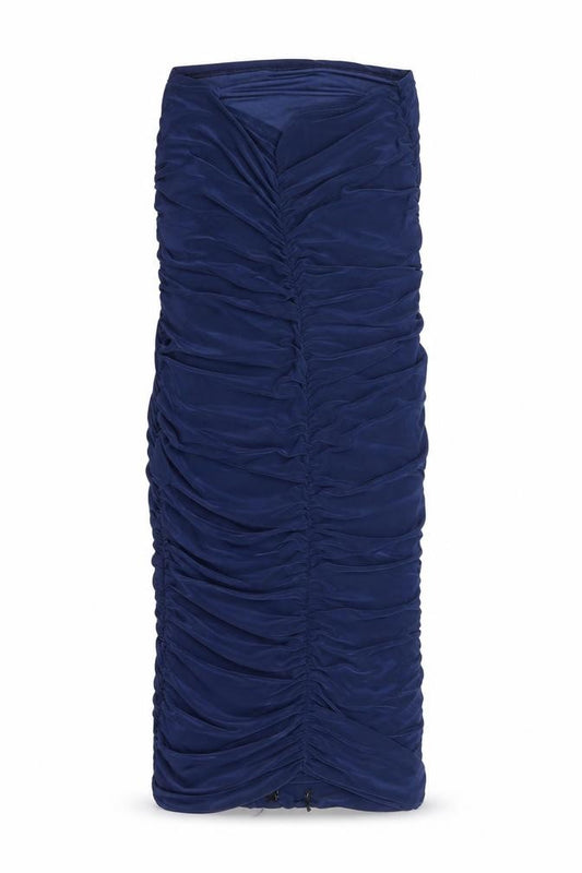 PRETTYLITTLETHING Womens Blue Polyester Bodycon Size 10 Sweetheart Pullover - Rouched