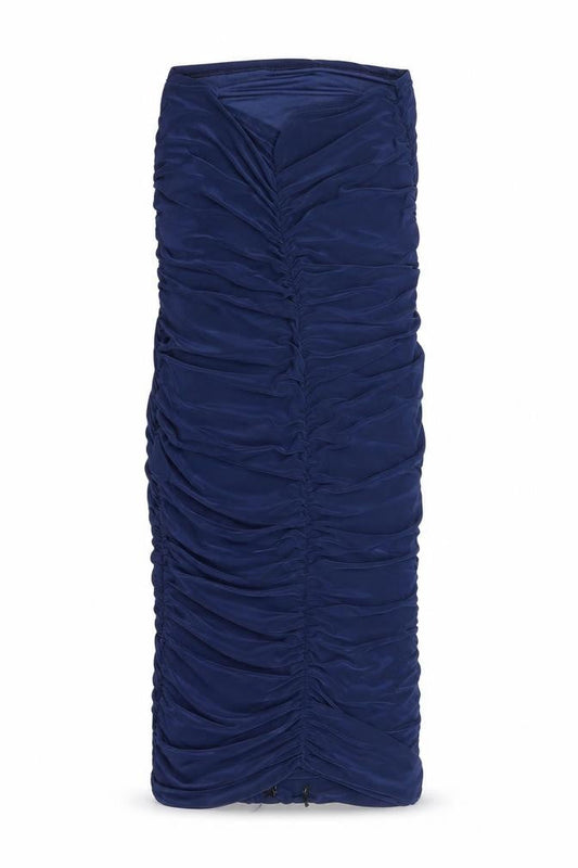 PRETTYLITTLETHING Womens Blue Polyester Bodycon Size 10 Sweetheart Pullover - Rouched