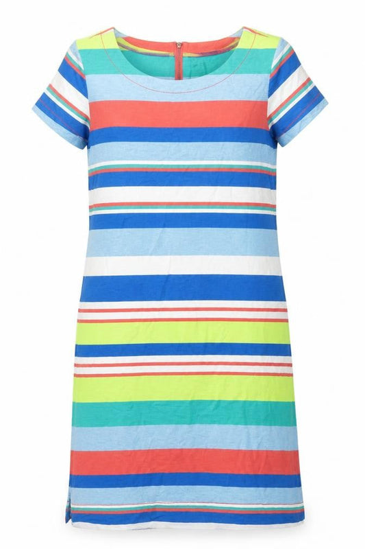 Hatley Womens Multicoloured Striped Cotton T-Shirt Dress Size S Round Neck Zip