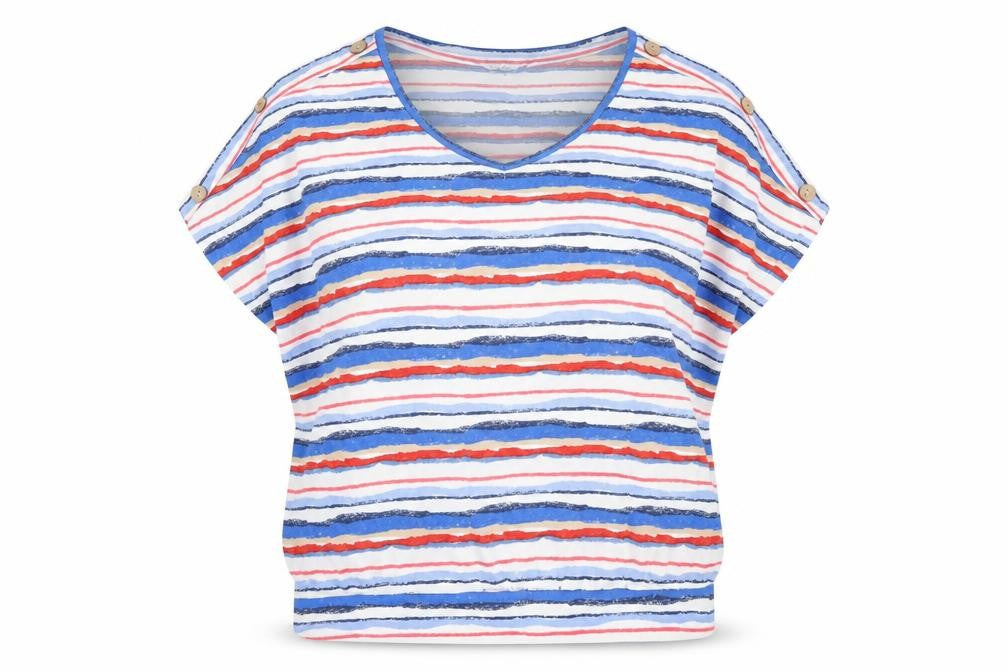 EWM Womens Multicoloured Striped Polyester Basic Blouse Size 18 V-Neck - Button Detail Size 18-20