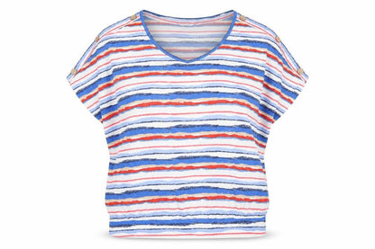 EWM Womens Multicoloured Striped Polyester Basic Blouse Size 18 V-Neck - Button Detail Size 18-20