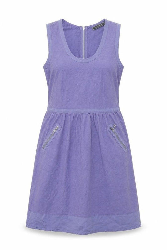 Mint Velvet Womens Purple Cotton Shift Size 8 Scoop Neck Zip - Zip Pockets