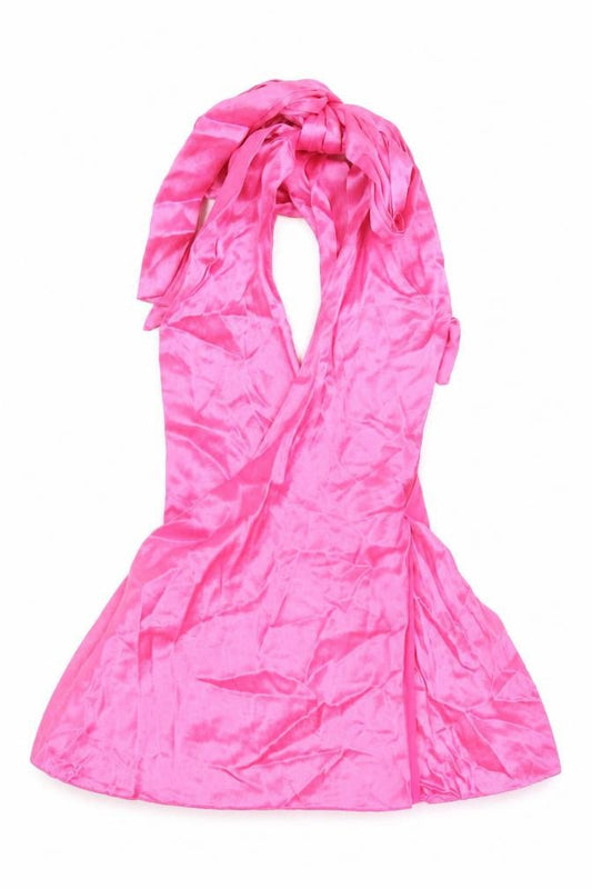 Zara Womens Pink Viscose Cropped Blouse Size M Halter