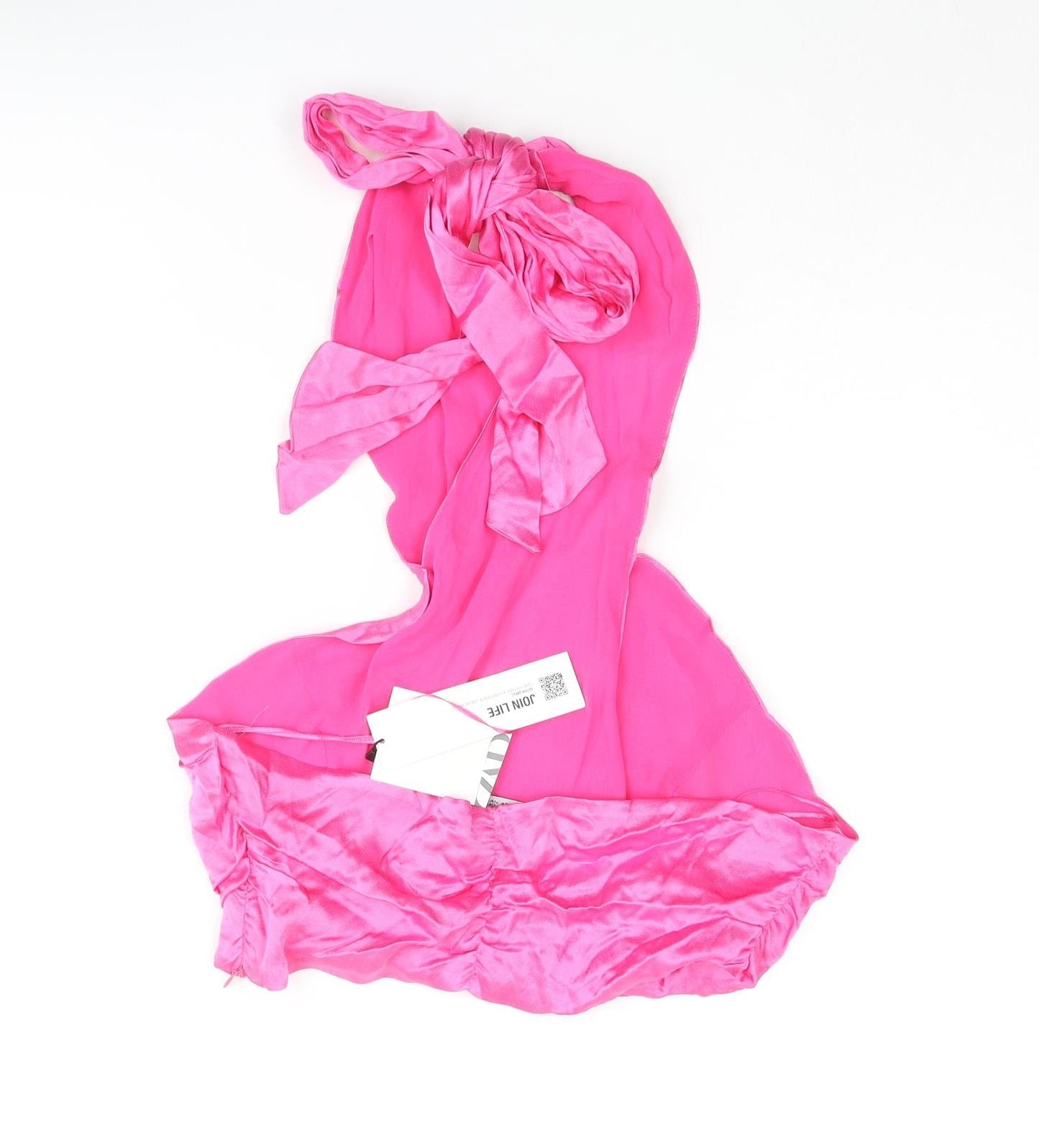 Zara Womens Pink Viscose Cropped Blouse Size M Halter