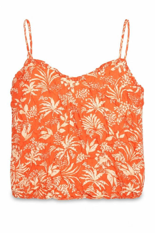 New Look Womens Orange Geometric Viscose Camisole Blouse Size 10 Scoop Neck - Plant Print