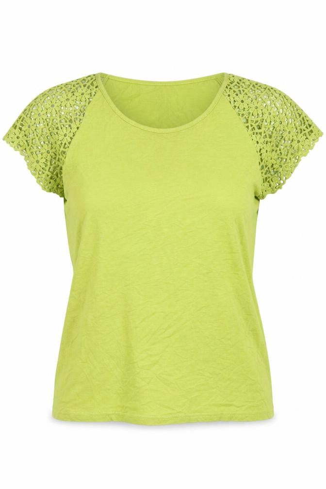 Kerri Kelsey Womens Green Viscose Basic Blouse Size S Round Neck - Lace Sleeve
