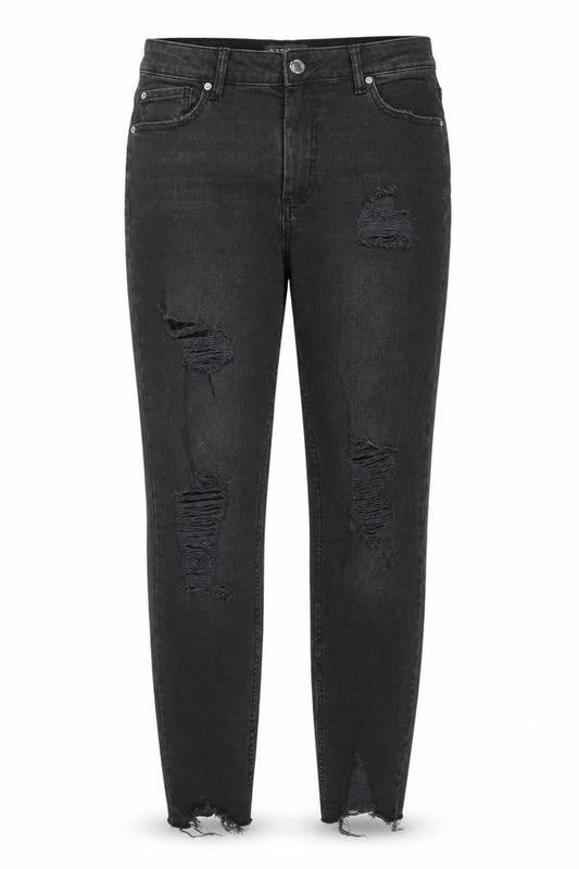 Front view of Denim & Co. women’s blue cotton skinny jeans, size UK 14, 27-inch leg regular zip