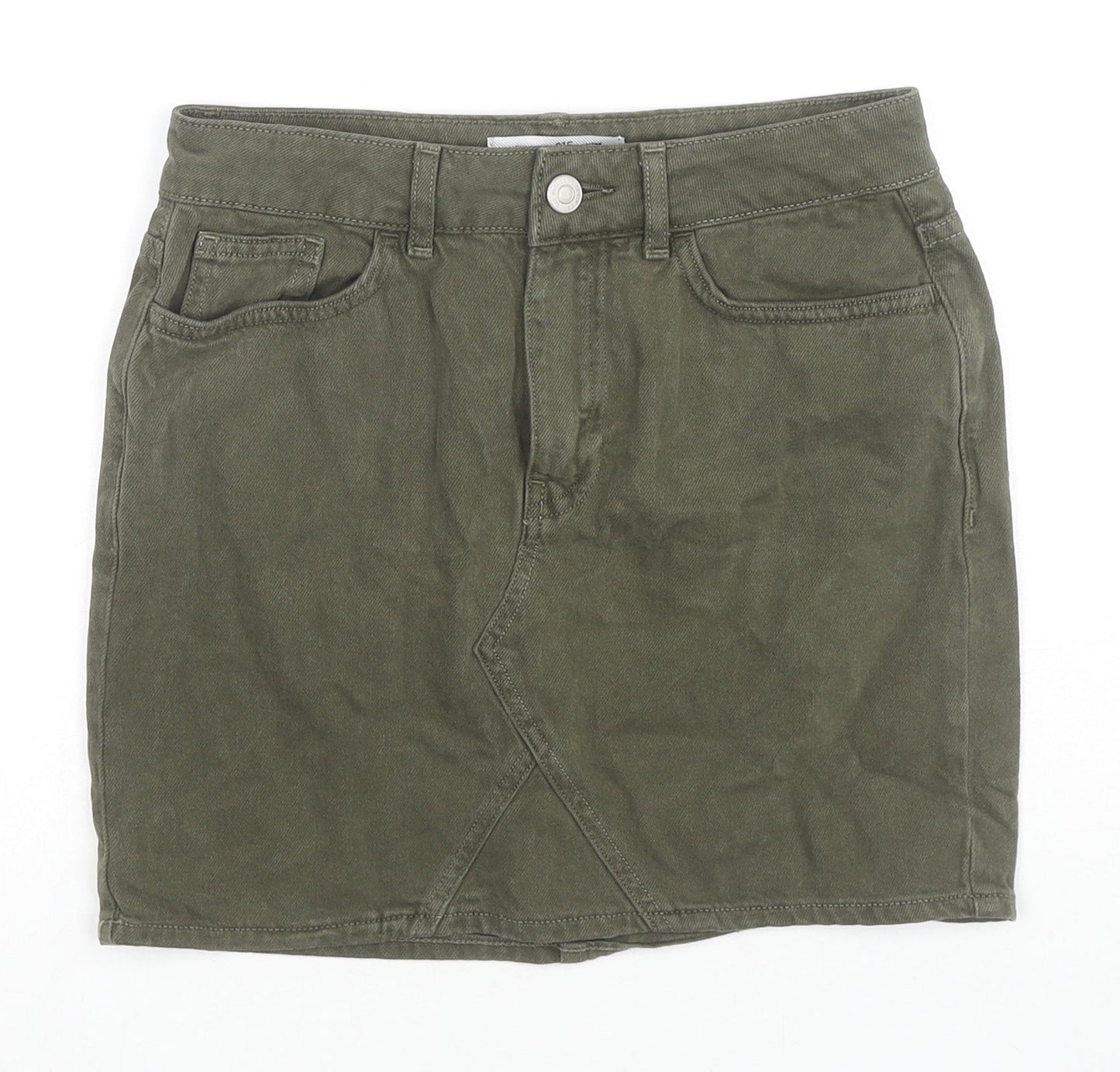 New Look Girls Green Cotton Mini Skirt Size 11 Years Regular Zip