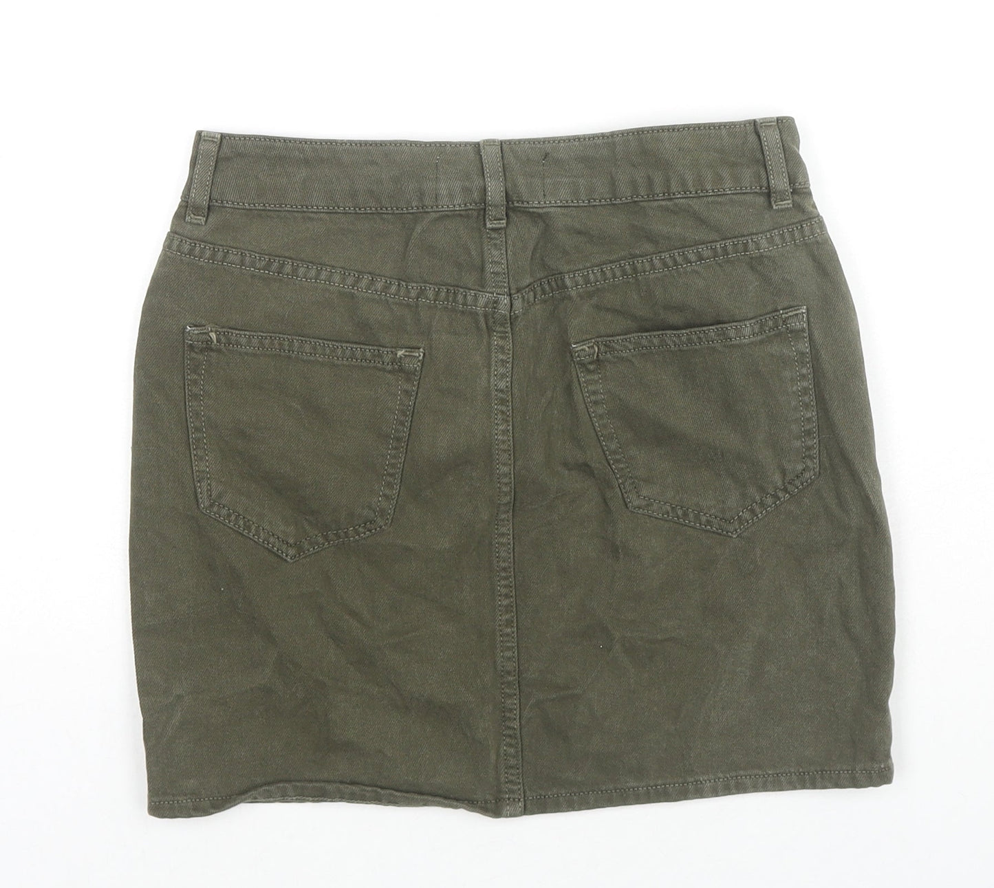 New Look Girls Green Cotton Mini Skirt Size 11 Years Regular Zip