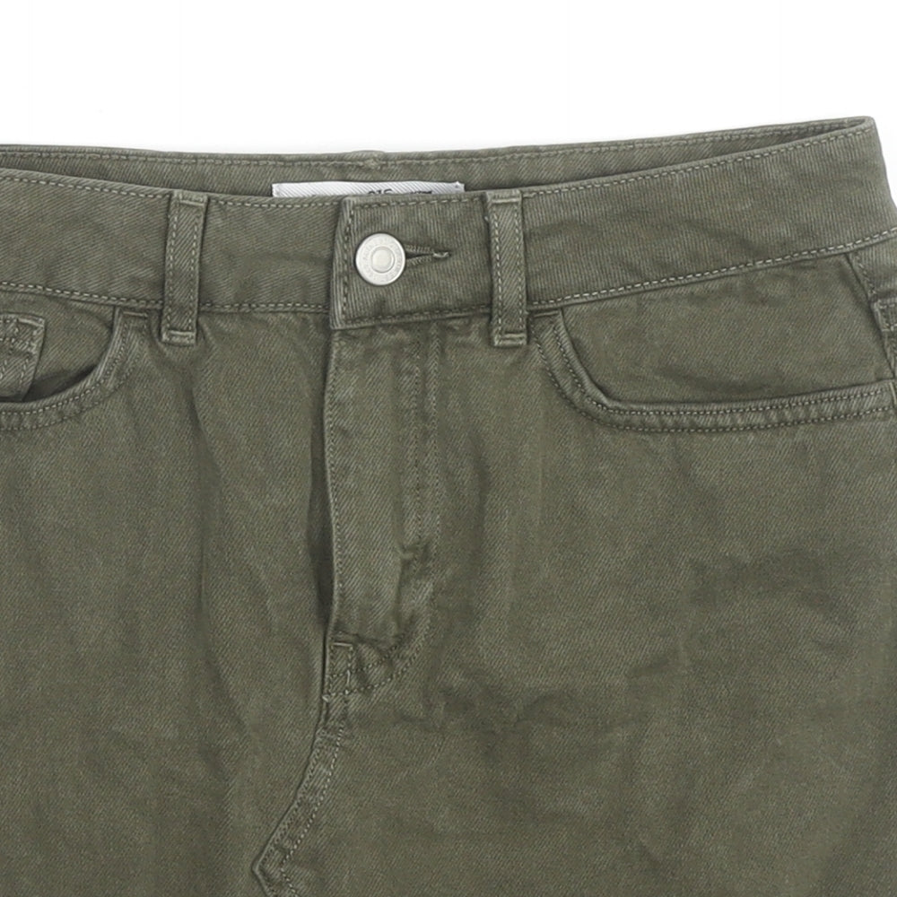 New Look Girls Green Cotton Mini Skirt Size 11 Years Regular Zip