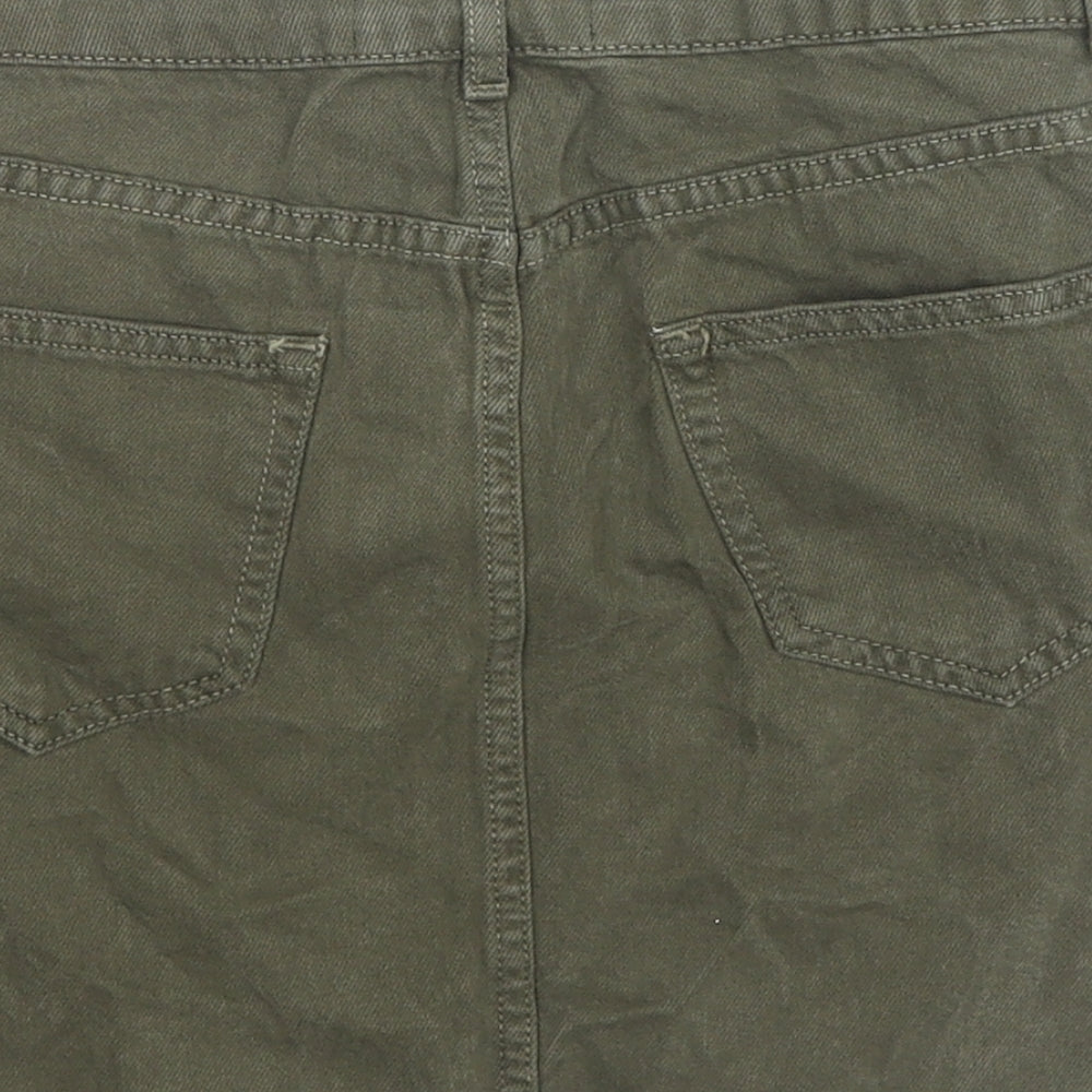 New Look Girls Green Cotton Mini Skirt Size 11 Years Regular Zip