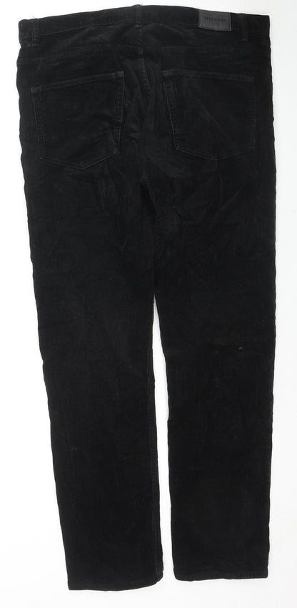 Weekday Womens Black Cotton Trousers Size 36 L30 in Regular Zip