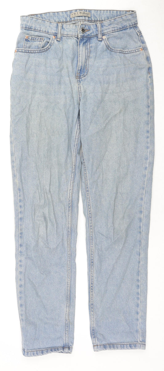 Denim & Co. Womens Blue Cotton Straight Jeans Size 6 L27 in Regular Zip