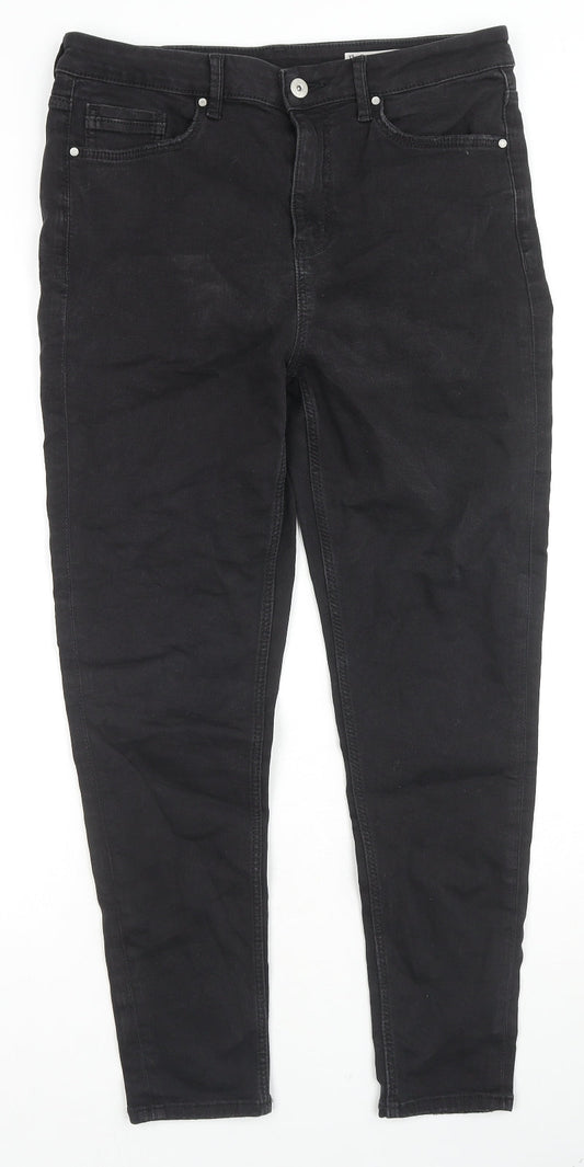 Marks and Spencer Womens Black Cotton Skinny Jeans Size 4 L27 in Regular Zip