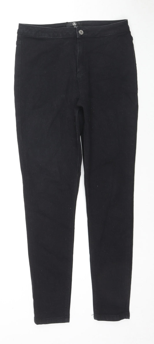 Missguided Womens Black Cotton Skinny Jeans Size 12 L28 in Regular Zip